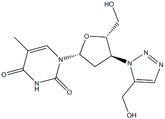 3'-(5-(Hydroxymethyl)-1H-1,2,3-triazol-1-yl)-3'-deoxythymidine Struktur