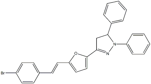 2-[[4,5-Dihydro-1,5-diphenyl-1H-pyrazol]-3-yl]-5-[2-[4-bromophenyl]ethenyl]furan Struktur