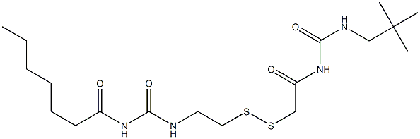 1-Heptanoyl-3-[2-[[(3-neopentylureido)carbonylmethyl]dithio]ethyl]urea Struktur