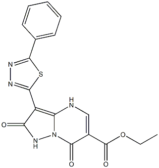 3-(5-Phenyl-1,3,4-thiadiazol-2-yl)-2,7(1H,4H)-dioxopyrazolo[1,5-a]pyrimidine-6-carboxylic acid ethyl ester Struktur