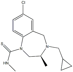 [3S,(-)]-7-Chloro-4-cyclopropylmethyl-2,3,4,5-tetrahydro-3,N-dimethyl-1H-1,4-benzodiazepine-1-carbothioamide Struktur