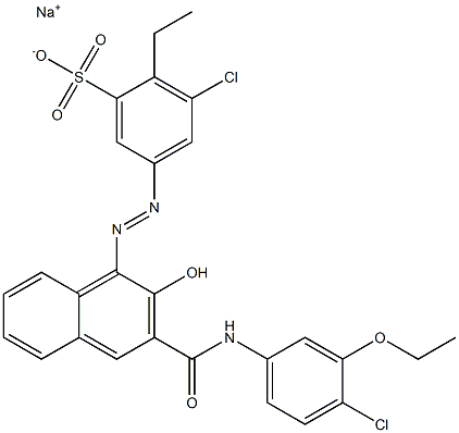 3-Chloro-2-ethyl-5-[[3-[[(4-chloro-3-ethoxyphenyl)amino]carbonyl]-2-hydroxy-1-naphtyl]azo]benzenesulfonic acid sodium salt Struktur