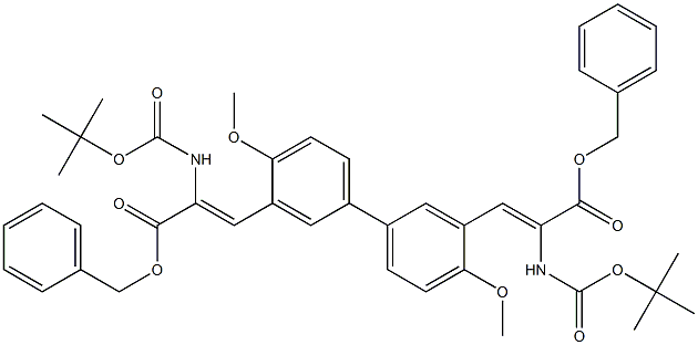 3,3'-(4,4'-Dimethoxy[1,1'-biphenyl]-3,3'-diyl)bis[2-[(tert-butoxy)carbonylamino]acrylic acid]dibenzyl ester Struktur