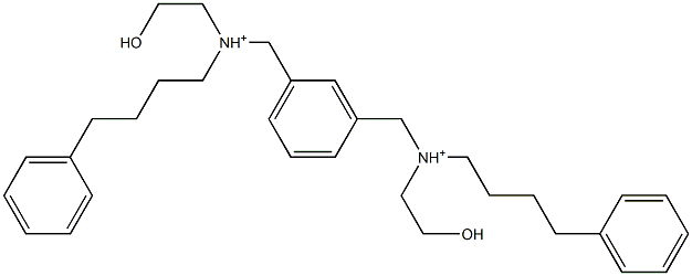 1,3-Phenylenebis[N-(2-hydroxyethyl)-N-(4-phenylbutyl)methanaminium] Struktur