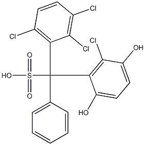 (6-Chloro-2,5-dihydroxyphenyl)(2,3,6-trichlorophenyl)phenylmethanesulfonic acid Struktur