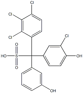 (3-Chloro-4-hydroxyphenyl)(2,3,4-trichlorophenyl)(3-hydroxyphenyl)methanesulfonic acid Struktur