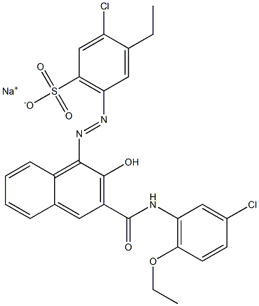 3-Chloro-4-ethyl-6-[[3-[[(3-chloro-6-ethoxyphenyl)amino]carbonyl]-2-hydroxy-1-naphtyl]azo]benzenesulfonic acid sodium salt Struktur