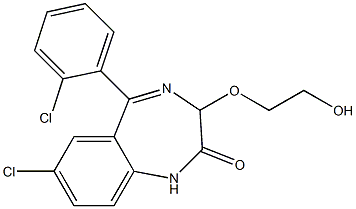 1,3-Dihydro-7-chloro-5-(o-chlorophenyl)-3-(2-hydroxyethoxy)-2H-1,4-benzodiazepin-2-one Struktur