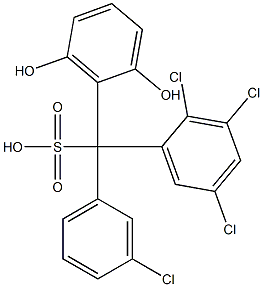 (3-Chlorophenyl)(2,3,5-trichlorophenyl)(2,6-dihydroxyphenyl)methanesulfonic acid Struktur