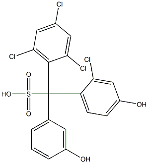 (2-Chloro-4-hydroxyphenyl)(2,4,6-trichlorophenyl)(3-hydroxyphenyl)methanesulfonic acid Struktur