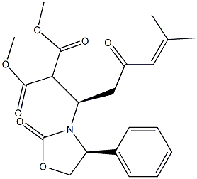 2-[(1R)-3-Oxo-1-[(4S)-2-oxo-4-phenyloxazolidin-3-yl]-5-methyl-4-hexenyl]malonic acid dimethyl ester Struktur