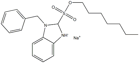 1-Benzyl-2-heptyl-2,3-dihydro-1H-benzimidazole-2-sulfonic acid sodium salt Struktur