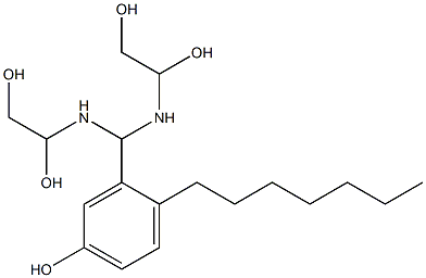 3-[Bis[(1,2-dihydroxyethyl)amino]methyl]-4-heptylphenol Struktur