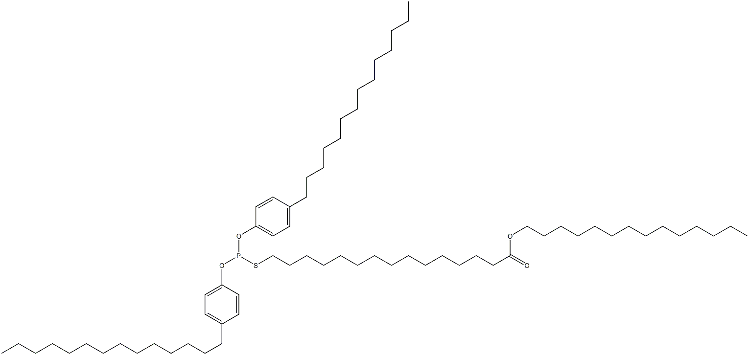 Thiophosphorous acid O,O-bis(4-tetradecylphenyl)S-(15-tetradecyloxy-15-oxopentadecyl) ester Struktur