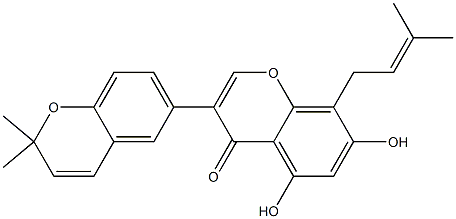 5,7-Dihydroxy-8-(3-methyl-2-butenyl)-3-(2,2-dimethyl-2H-1-benzopyran-6-yl)-4H-1-benzopyran-4-one Struktur