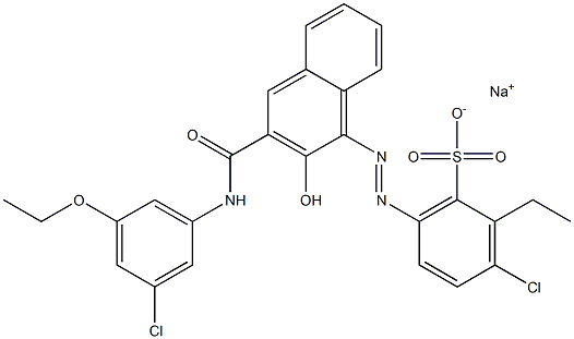 3-Chloro-2-ethyl-6-[[3-[[(3-chloro-5-ethoxyphenyl)amino]carbonyl]-2-hydroxy-1-naphtyl]azo]benzenesulfonic acid sodium salt Struktur