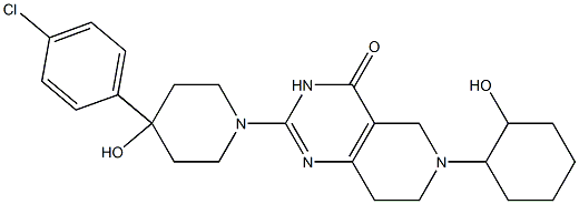 2-[4-(4-Chlorophenyl)-4-hydroxypiperidino]-5,6,7,8-tetrahydro-6-(2-hydroxycyclohexyl)pyrido[4,3-d]pyrimidin-4(3H)-one Struktur