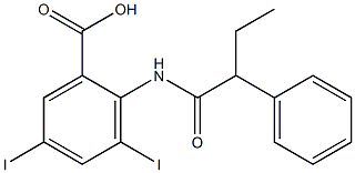 3,5-Diiodo-2-[(2-phenylbutyryl)amino]benzoic acid Struktur