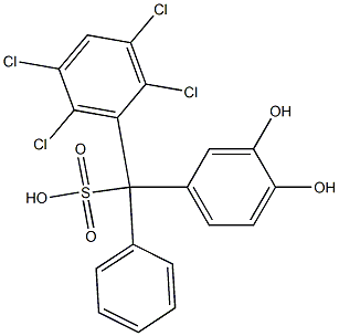 (2,3,5,6-Tetrachlorophenyl)(3,4-dihydroxyphenyl)phenylmethanesulfonic acid Struktur