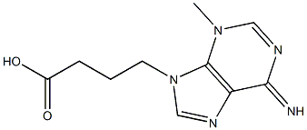 3,6-Dihydro-6-imino-3-methyl-9H-purine-9-butanoic acid Struktur