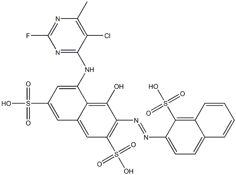 5-[(5-Chloro-2-fluoro-6-methyl-4-pyrimidinyl)amino]-4-hydroxy-3-[(1-sulfo-2-naphthalenyl)azo]-2,7-naphthalenedisulfonic acid Struktur