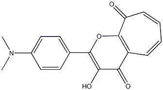 2-(4-Dimethylaminophenyl)-3-hydroxycyclohepta[b]pyran-4,9-dione Struktur