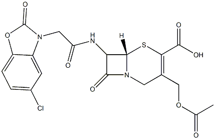 7-[[[(2,3-Dihydro-2-oxo-5-chlorobenzoxazol)-3-yl]acetyl]amino]-3-(acetyloxymethyl)cepham-3-ene-4-carboxylic acid Struktur