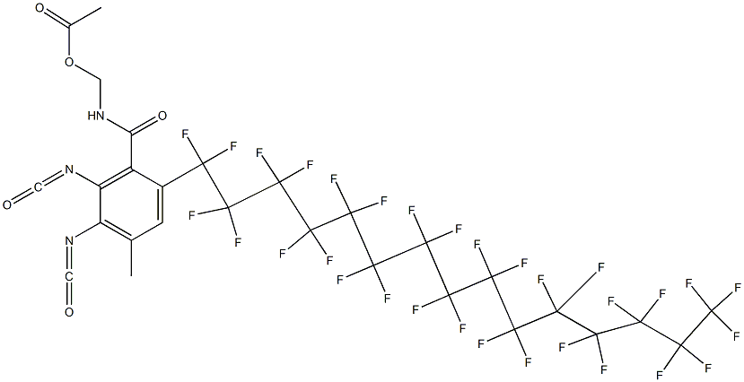 N-(Acetyloxymethyl)-2-(hentriacontafluoropentadecyl)-5,6-diisocyanato-4-methylbenzamide Struktur