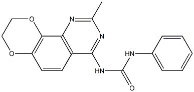 8-(3-Phenylureido)-2,3-dihydro-6-methyl-1,4-dioxa-5,7-diazaphenanthrene Struktur