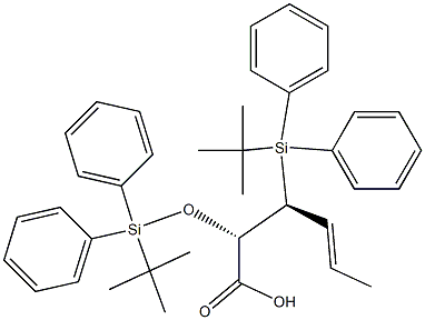 (2S,3S,4E)-2-[[Diphenyl(tert-butyl)silyl]oxy]-3-[diphenyl(tert-butyl)silyl]-4-hexenoic acid Struktur