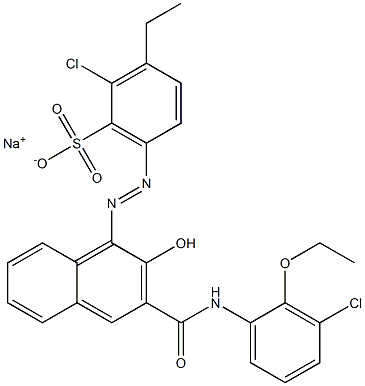 2-Chloro-3-ethyl-6-[[3-[[(3-chloro-2-ethoxyphenyl)amino]carbonyl]-2-hydroxy-1-naphtyl]azo]benzenesulfonic acid sodium salt Struktur