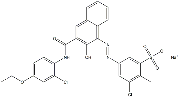 3-Chloro-2-methyl-5-[[3-[[(2-chloro-4-ethoxyphenyl)amino]carbonyl]-2-hydroxy-1-naphtyl]azo]benzenesulfonic acid sodium salt Struktur