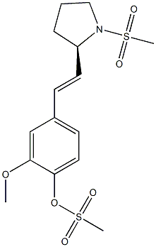 (2R)-2-[(E)-2-[3-Methoxy-4-(methylsulfonyloxy)phenyl]ethenyl]-1-(methylsulfonyl)pyrrolidine Struktur