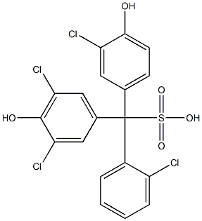 (2-Chlorophenyl)(3-chloro-4-hydroxyphenyl)(3,5-dichloro-4-hydroxyphenyl)methanesulfonic acid Struktur