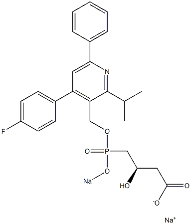 (3R)-4-[[[4-(4-Fluorophenyl)-2-isopropyl-6-phenyl-3-pyridinyl]methoxy]sodiooxyphosphinyl]-3-hydroxybutyric acid sodium salt Struktur