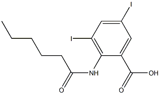 3,5-Diiodo-2-(hexanoylamino)benzoic acid Struktur