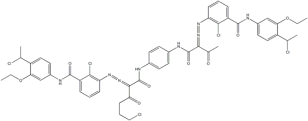 3,3'-[2-(2-Chloroethyl)-1,4-phenylenebis[iminocarbonyl(acetylmethylene)azo]]bis[N-[4-(1-chloroethyl)-3-ethoxyphenyl]-2-chlorobenzamide] Struktur