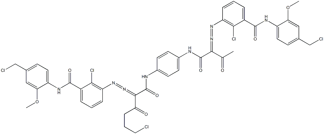 3,3'-[2-(2-Chloroethyl)-1,4-phenylenebis[iminocarbonyl(acetylmethylene)azo]]bis[N-[4-(chloromethyl)-2-methoxyphenyl]-2-chlorobenzamide] Struktur