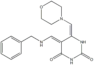 (5Z,6E)-5,6-Dihydro-5-benzylaminomethylene-6-morpholinomethylenepyrimidine-2,4(1H,3H)-dione Struktur