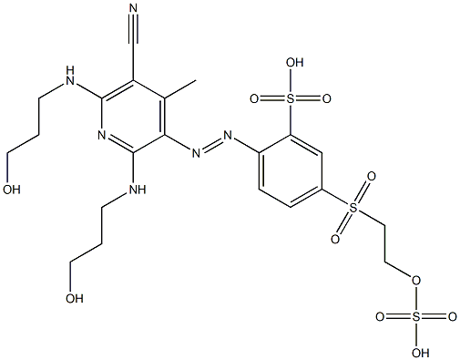 2-[[5-Cyano-2,6-bis[(3-hydroxypropyl)amino]-4-methyl-3-pyridinyl]azo]-5-[[2-(sulfooxy)ethyl]sulfonyl]benzenesulfonic acid Struktur