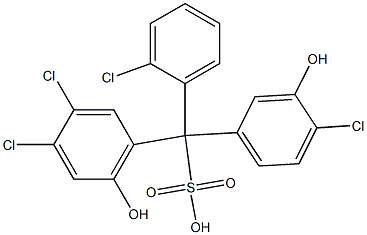 (2-Chlorophenyl)(4-chloro-3-hydroxyphenyl)(3,4-dichloro-6-hydroxyphenyl)methanesulfonic acid Struktur