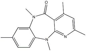 6,11-Dihydro-2,4,6,8,11-pentamethyl-5H-pyrido[2,3-b][1,5]benzodiazepin-5-one Struktur