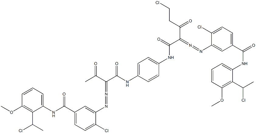 3,3'-[2-(Chloromethyl)-1,4-phenylenebis[iminocarbonyl(acetylmethylene)azo]]bis[N-[2-(1-chloroethyl)-3-methoxyphenyl]-4-chlorobenzamide] Struktur