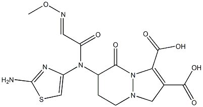 6-[(2-Amino-4-thiazolyl)(methoxyimino)acetylamino]-5,6,7,8-tetrahydro-5-oxo-1H-pyrazolo[1,2-a]pyridazine-2,3-dicarboxylic acid Struktur