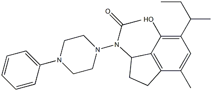 2,3-Dihydro-3-[[4-(phenyl)-1-piperazinyl]acetylamino]-5-sec-butyl-7-methyl-1H-inden-4-ol Struktur