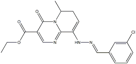 9-[2-(3-Chlorobenzylidene)hydrazino]-6-methyl-6,7-dihydro-4-oxo-4H-pyrido[1,2-a]pyrimidine-3-carboxylic acid ethyl ester Struktur