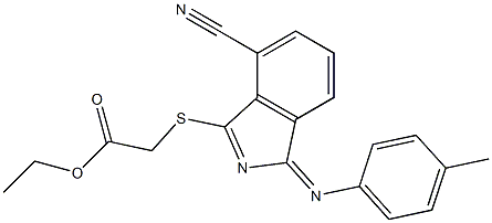 4-Cyano-3-ethoxycarbonylmethylthio-1-(4-methylphenylimino)-1H-isoindole Struktur