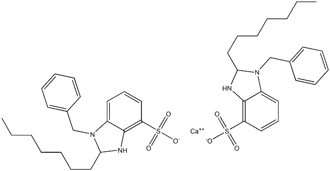 Bis(1-benzyl-2-heptyl-2,3-dihydro-1H-benzimidazole-4-sulfonic acid)calcium salt Struktur