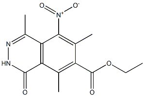 5-Nitro-1,2-dihydro-1-oxo-4,6,8-trimethylphthalazine-7-carboxylic acid ethyl ester Struktur