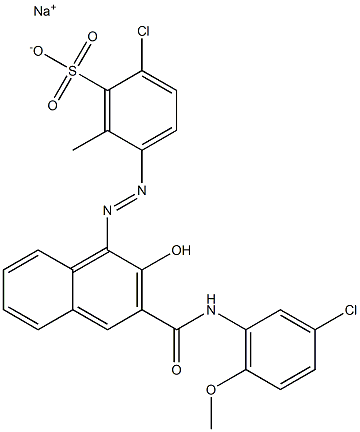 2-Chloro-6-methyl-5-[[3-[[(3-chloro-6-methoxyphenyl)amino]carbonyl]-2-hydroxy-1-naphtyl]azo]benzenesulfonic acid sodium salt Struktur